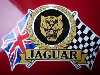 Jaguar Colour Flag & Scroll Sticker. 3.75".
