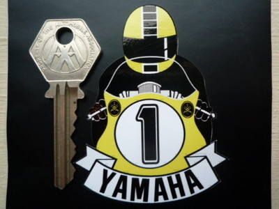 Yamaha Full Face Helmet Yellow Cafe Racer Sticker. 3
