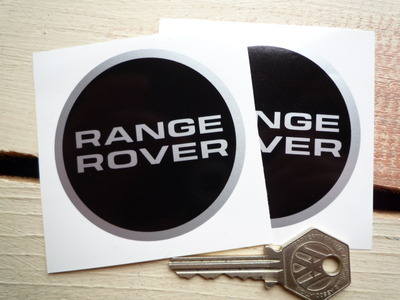 Range Rover Black & Silver Round Stickers. 2.75".
