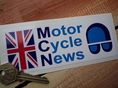 Motor Cycle News Union Jack Oblong Sticker. 5.75".