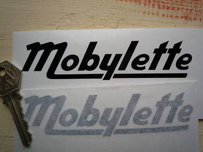 Mobylette Cut Text Moped Stickers. 5" or 8" Pair.