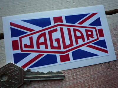Jaguar Union Jack Oblong Sticker. 4".