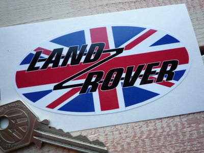 Land Rover Union Jack Oval Sticker. 4".