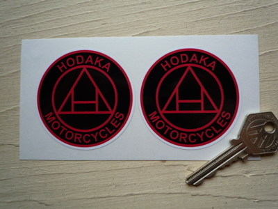 Hodaka Motorcycles Circular Stickers. 2.25" Pair.