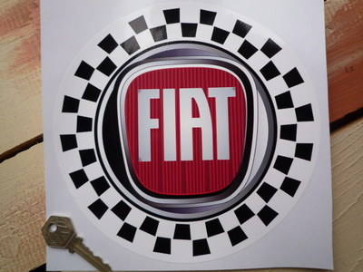 Fiat Modern Logo Check Round Stickers. 8
