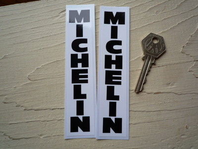 Michelin Vertical Black & White Stickers. 5" Pair.