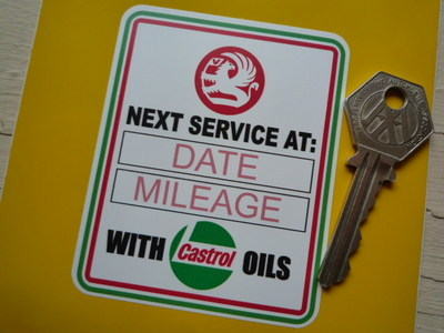 Vauxhall & Castrol Oils Service Sticker. 3.25".