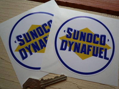 Sunoco Dynafuel Circular Stickers. 4" Pair.