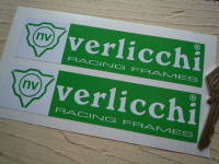 Verlicchi Racing Frames Green & White Stickers. 6" Pair.