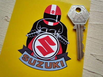 Suzuki Full Face Helmet Red Cafe Racer Sticker. 3".