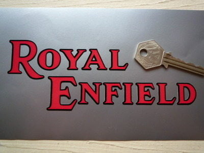 Royal Enfield Black & Red Cut Vinyl Text Stickers. 6.5