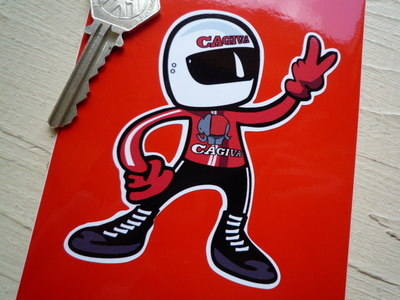 Cagiva Rider 2 Fingered Salute Sticker. 3.5