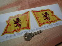 Scottish Royal Standard Wavy Flag Stickers. 2" or 4" Pair.
