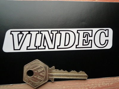 Vindec Bicycle Black & White One Piece Text Stickers. 4.5" Pair.