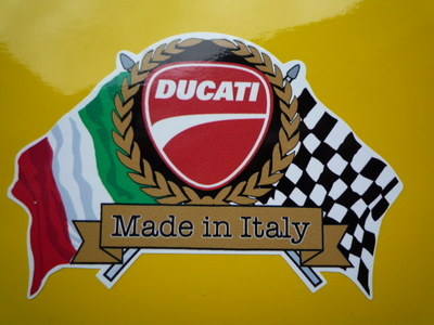 Ducati Freeway Flag & Scroll Sticker. 3.75