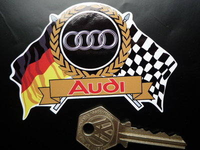 Audi Flag & Scroll Sticker. 3.75".