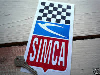 Simca Chequered Top Sticker. 4" x 8".