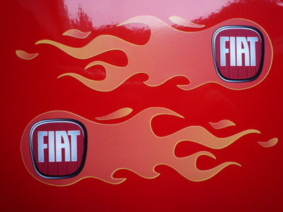 Fiat Flames Modern Logo Handed Stickers. 5.5