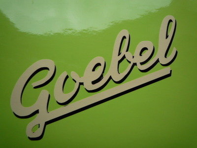 Goebel Moped Script Text Stickers. 3" or 4" Pair.