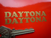  Daytona Cut Vinyl Gold Script Stickers. 3" Pair.
