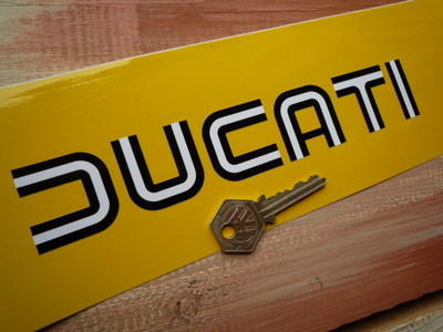 Ducati Black & White Lined Cut Text Stickers - 4", 6.5", or 8" Pair