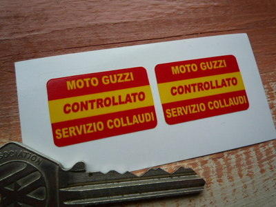 Moto Guzzi Controllato Factory Quality Control Stickers. 1" Pair.