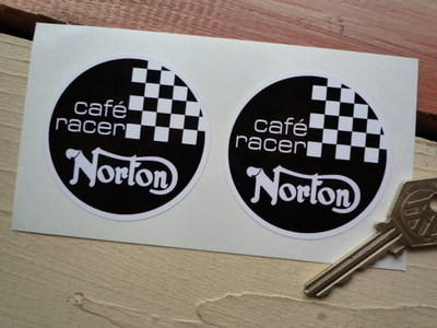 Norton Cafe Racer Circular Stickers. 60mm Pair.