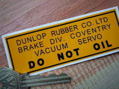 Dunlop Rubber Co. Brake Servo Sticker. 3.75