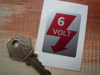6 Volt Sticker - Red & Silver - 20mm, 30mm, or 45mm