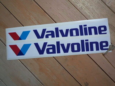 Valvoline 'V' Long Oblong Stickers. 18" Pair.