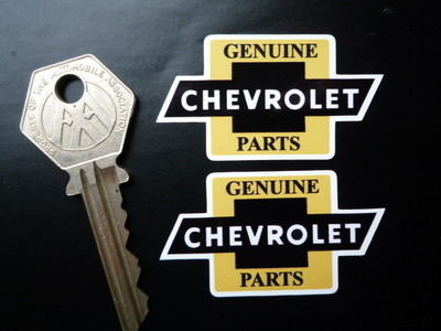 Chevrolet 'Genuine Parts' Bow Tie Stickers. 2" Pair.