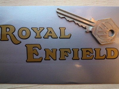 Royal Enfield Black & Gold Cut Vinyl Text Stickers. 4.5