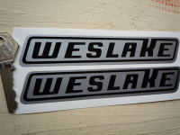 Weslake Black & Silver Slanted Oblong Stickers. 6