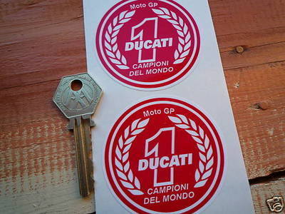 Ducati 'Moto GP' No.1 Garland Stickers. 2.5" Pair.