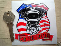 Harley Davidson 'For The Road' V Twin USA Sticker. 3.5".