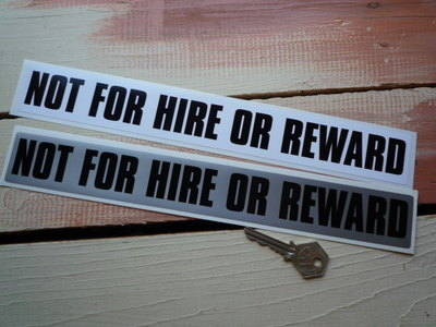 Not For Hire Or Reward Oblong Stickers. 12" Pair.