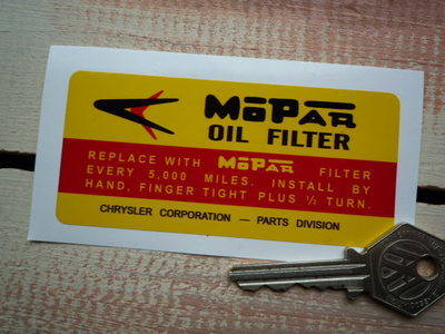 Mopar Oil Filter Chrysler Sticker. 4