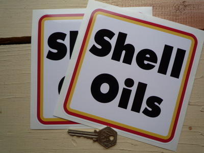 Shell Oils Type A Rally Square Stickers. 6" Pair.