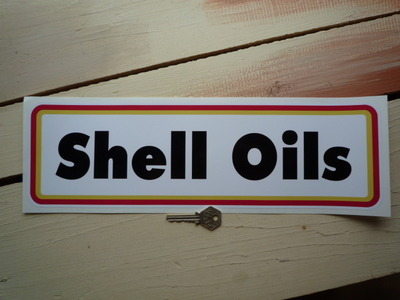 Shell Oils Type A Thick Oblong Stickers. 15.5" Pair.