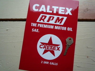 Caltex RPM Oil Can Cut Vinyl Sticker. 8".