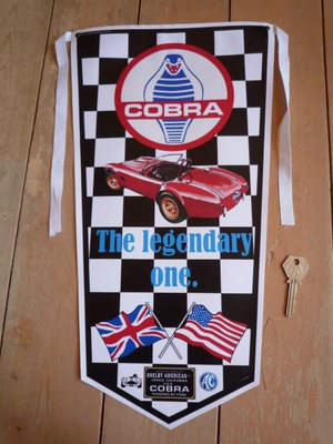 AC Cobra The Legendary One Black Check Banner Pennant