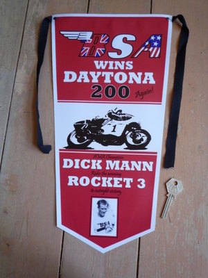 BSA Wins Daytona 200 Dick Mann Banner Pennant.