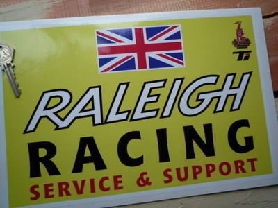 Raleigh Racing Service & Support Oblong Sticker. 12".