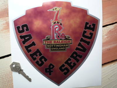 Raleigh Sales & Service Shield Shaped Sticker. 8
