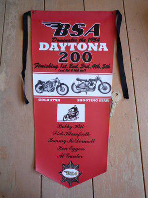 BSA Dominates 1954 Daytona 200 Banner Pennant.