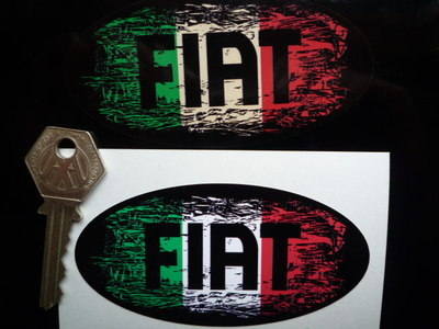 Fiat Tricolore Fade To Black Oval Sticker. 3", 4", 6" or 8".