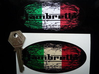 Lambretta Tricolore Fade To Black Oval Sticker. 3