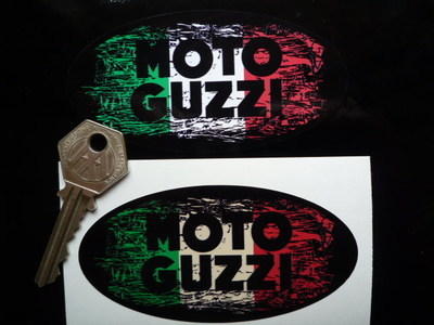 Moto Guzzi Oval Tricolore Fade To Black Sticker. 3