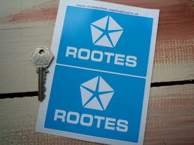 Rootes Chrysler Blue & White Sticker. 4" Pair.