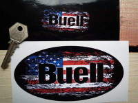 Buell Stars & Stripes Fade To Black Oval Sticker. 3", 4", 6" or 8".